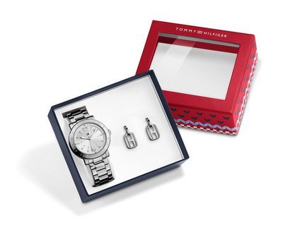 TOMMY HILFIGER Aubrey -naisten rannekello & korvakorut TOMMY HILFIGER Aubrey -naisten rannekello & korvakorut