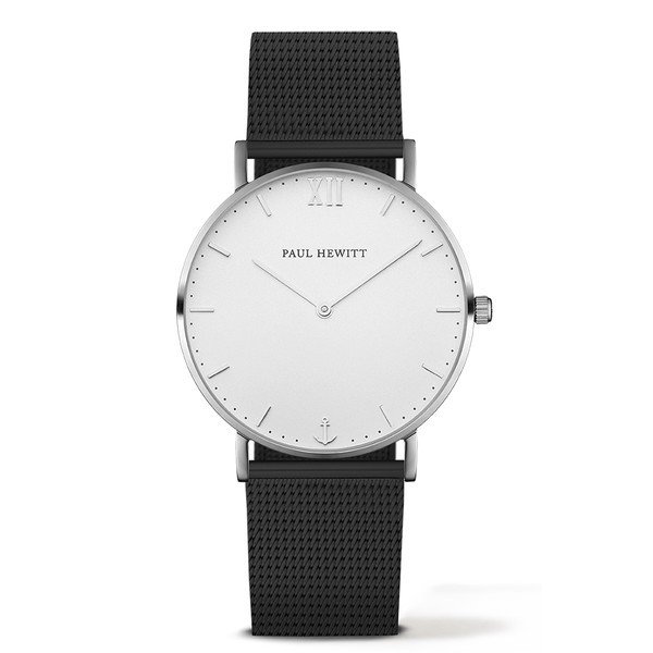 PAUL HEWITT Sailor Line White Sand Stainless Steel Mesh Strap IP Black PH-SA-S-ST-W-5 M