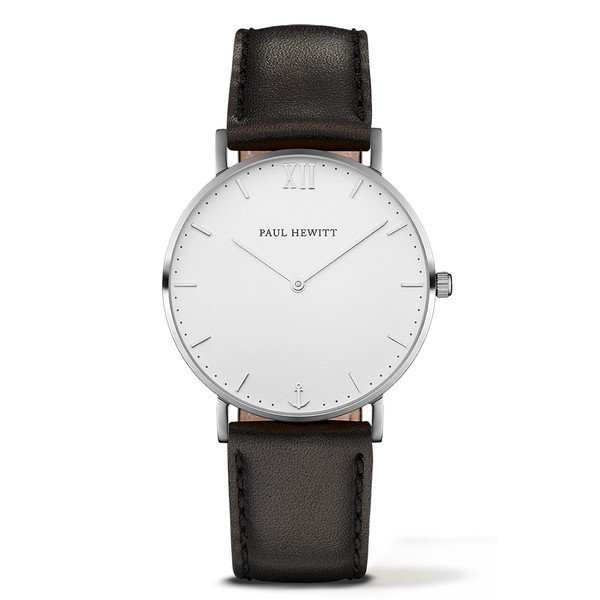PAUL HEWITT Sailor Line White Sand Stainless Steel Leather Watchstrap Black PH-SA-S-ST-W-2 M