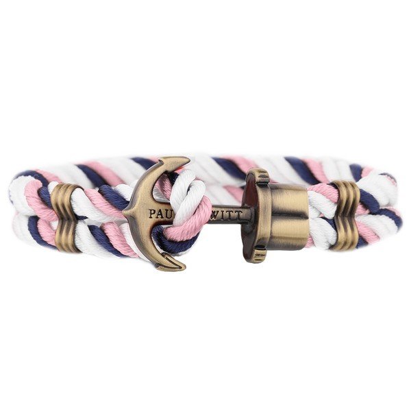 PAUL HEWITT Phrep Anchor Bracelet Brass Nylon Navy Blue-White-Pink PH-PH-N-NL-NLPW-XL