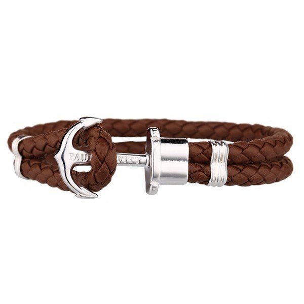 PAUL HEWITT Leather Phrep Anchor Bracelet Stainless Steel Brown PH-PH-L-S-Br-XXL