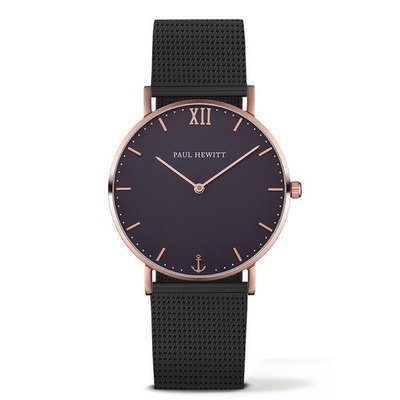 PAUL HEWITT Sailor Line Black Sunray IP Rose Gold Mesh Strap IP Black PAUL HEWITT Sailor Line Black Sunray IP Rose Gold Mesh Strap IP Black