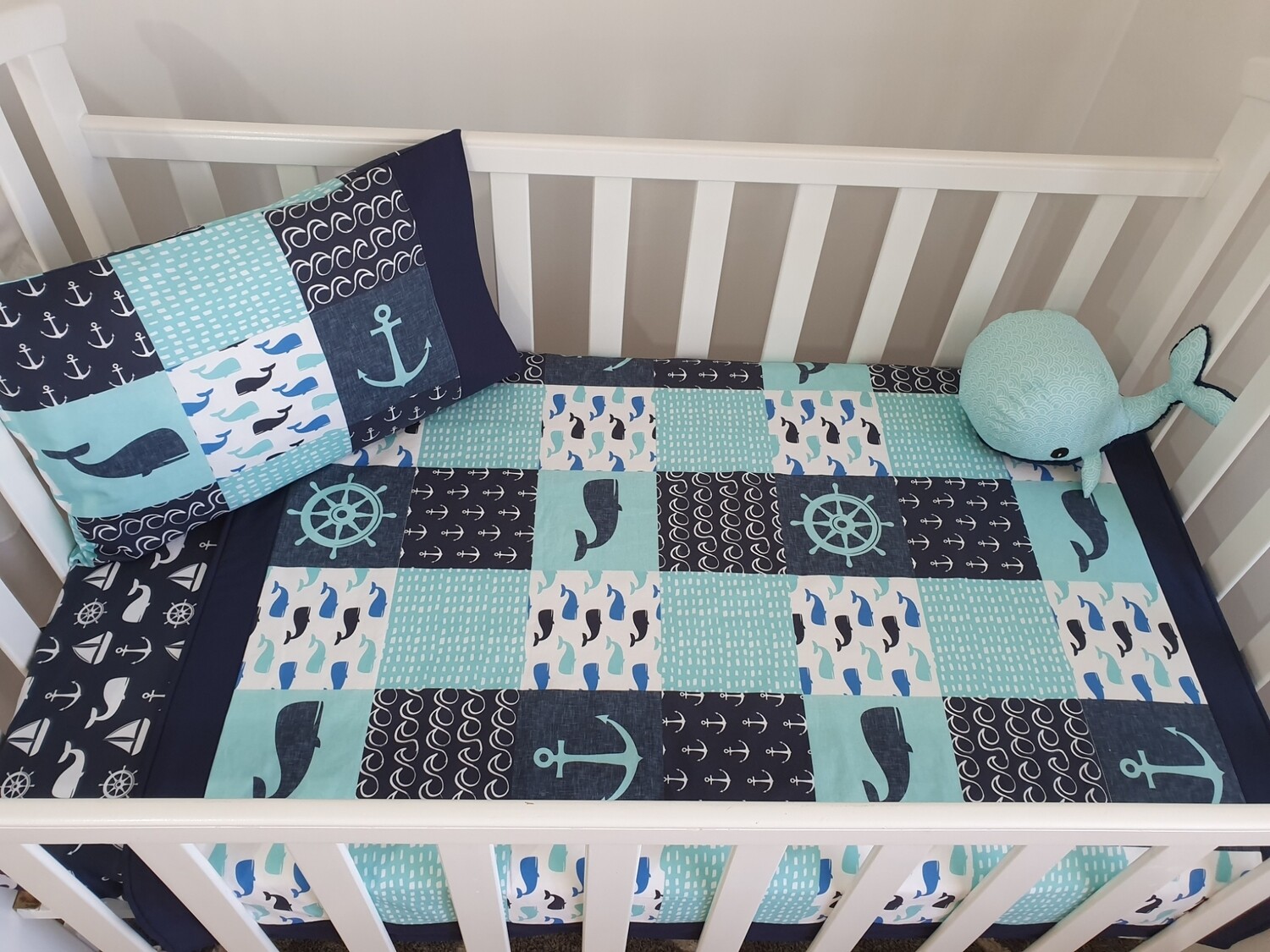 Navy Aqua Nautical Theme Nursery Set