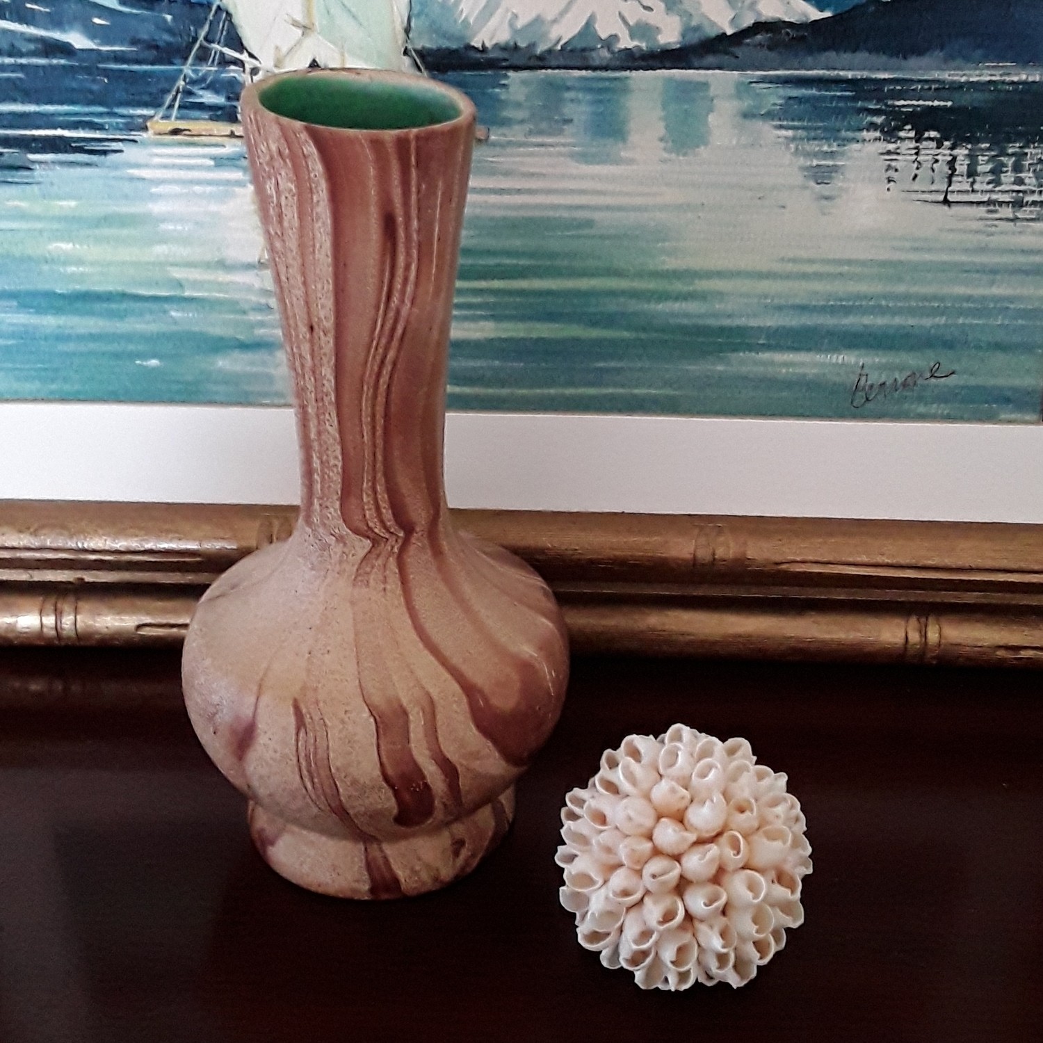 Vintage Faux Bois Ceramic Vase