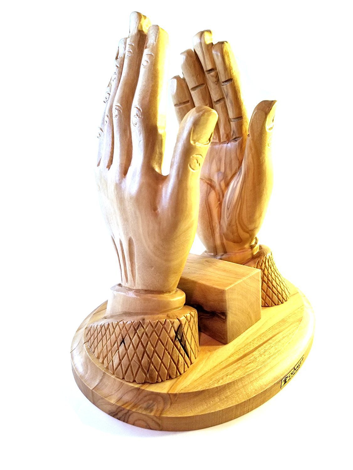 English KJV Holy Bible with Olive Wood Cover from Jerusalem, with Praying Hands Bible Holder