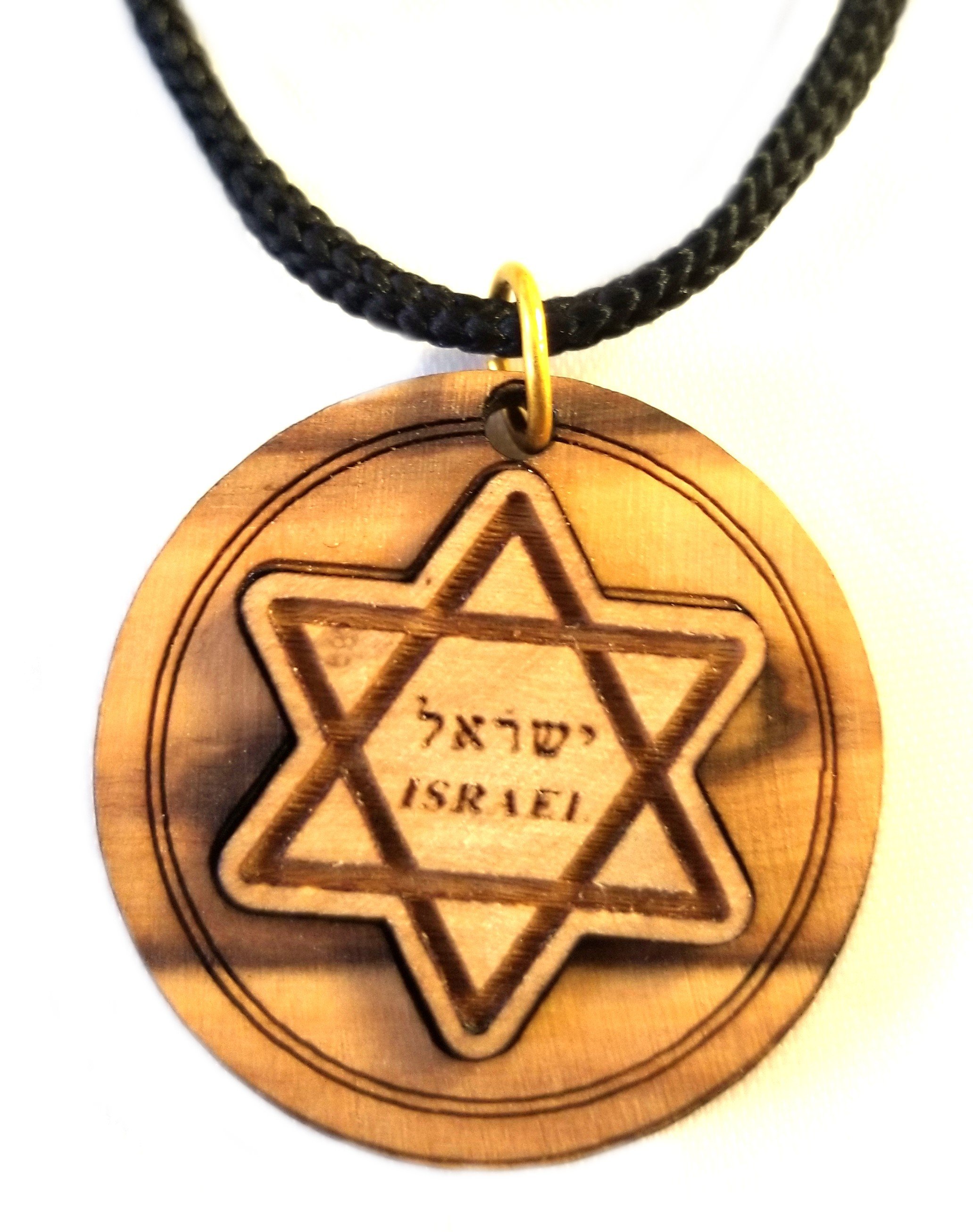 Multilayered Jewish Olive Wood Pendant 00065