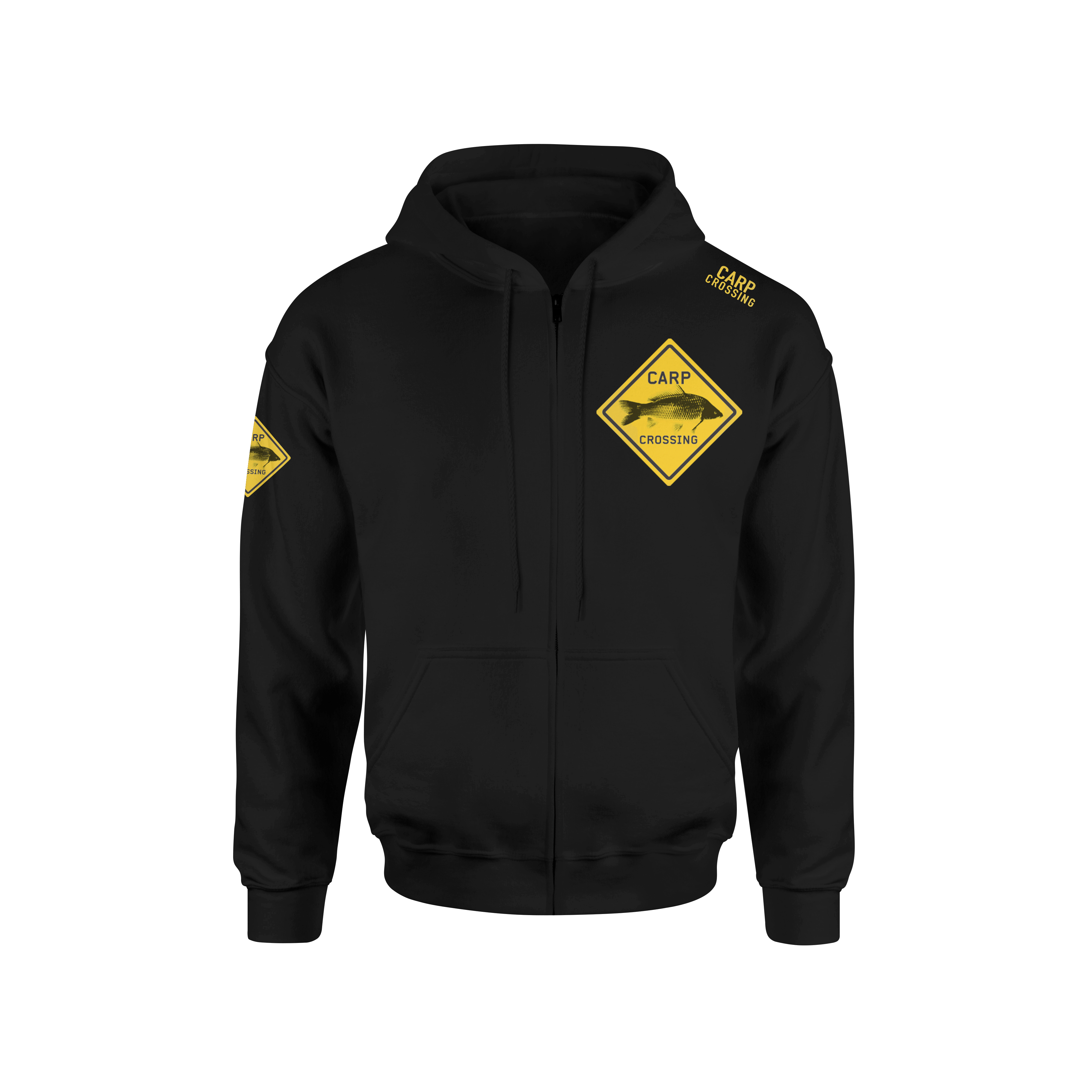 Carpcrossing Classic Carp Zipped Hoodie Black CC00026z