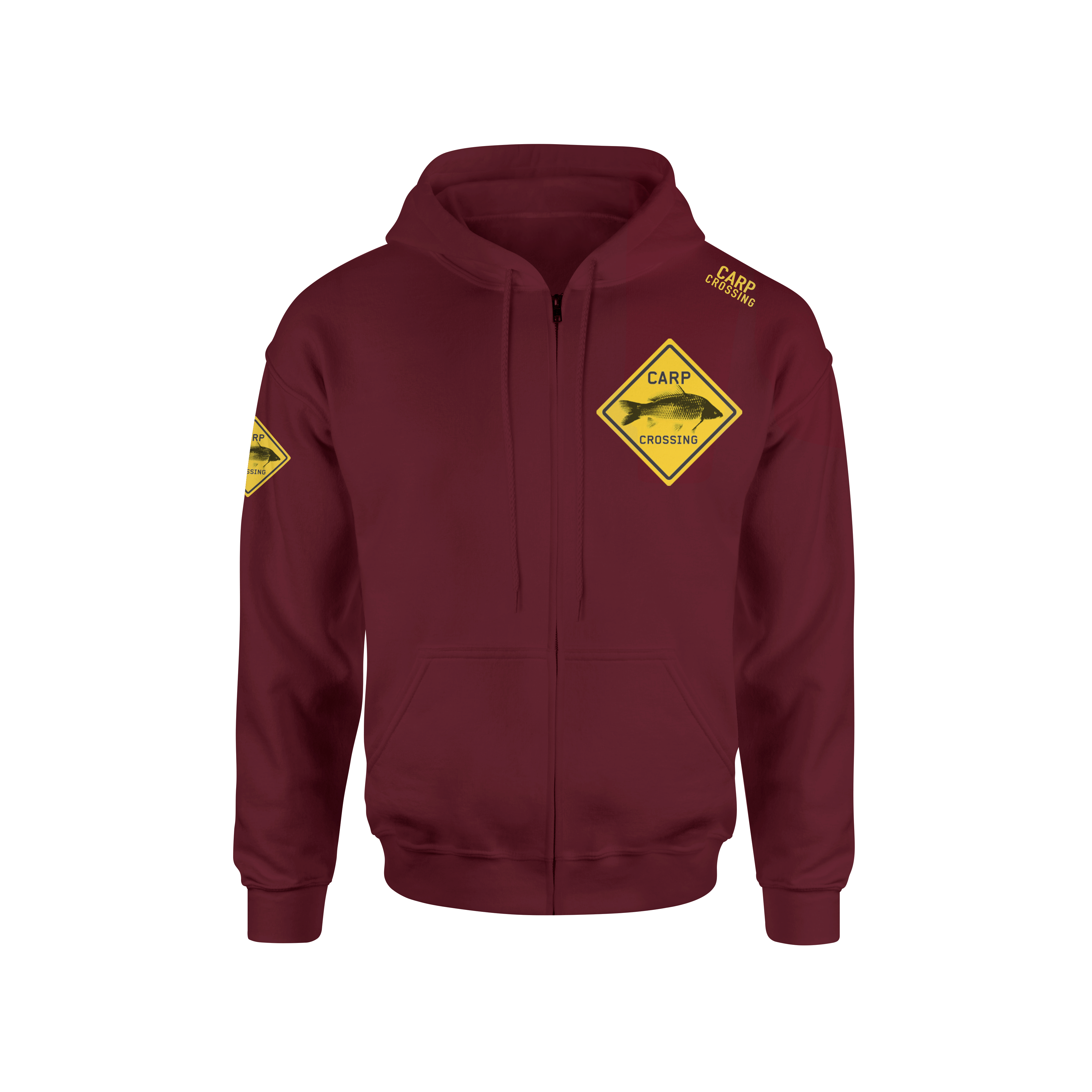 Carpcrossing Classic Carp Zipped Hoodie Maroon CC00027z
