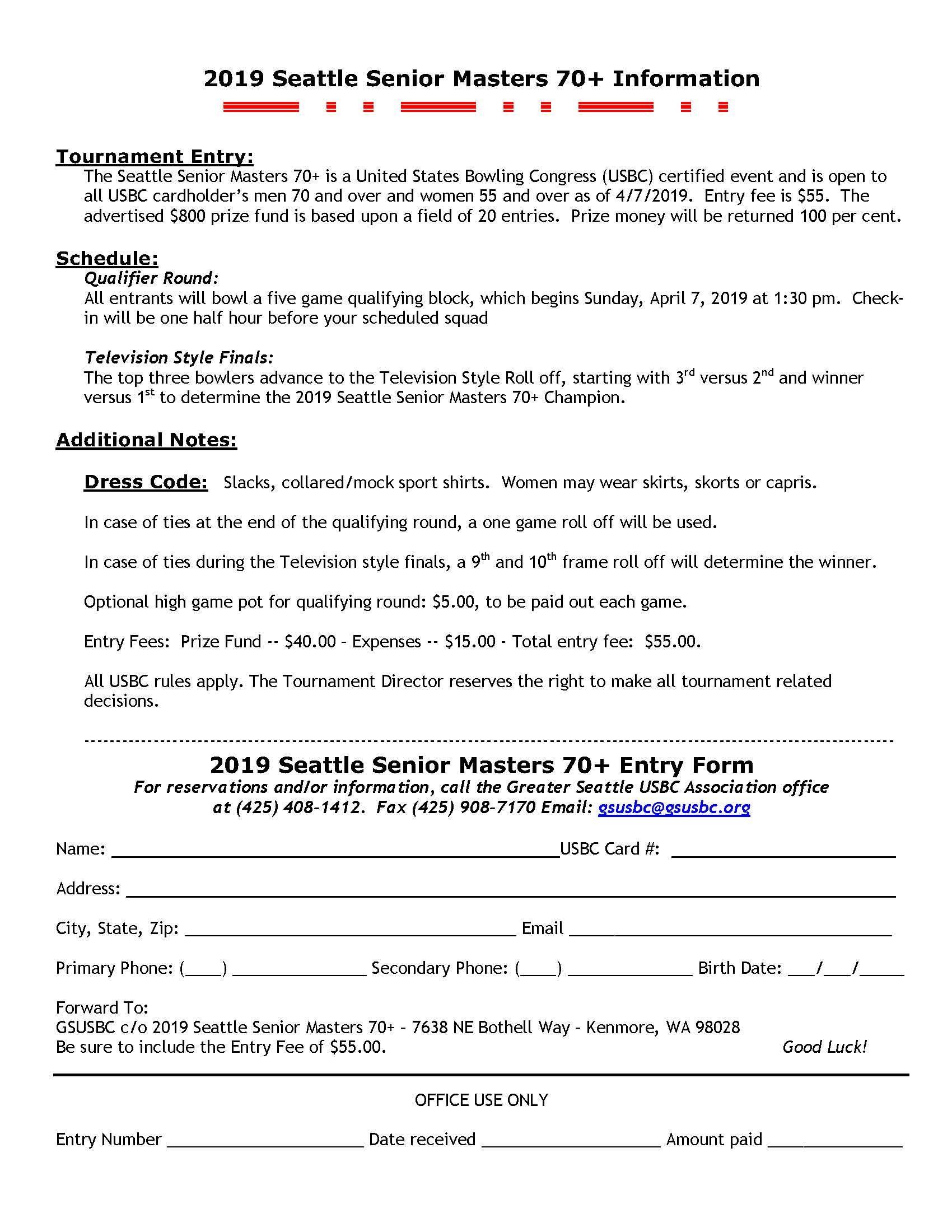 Seattle Senior Masters 70+ Tournament