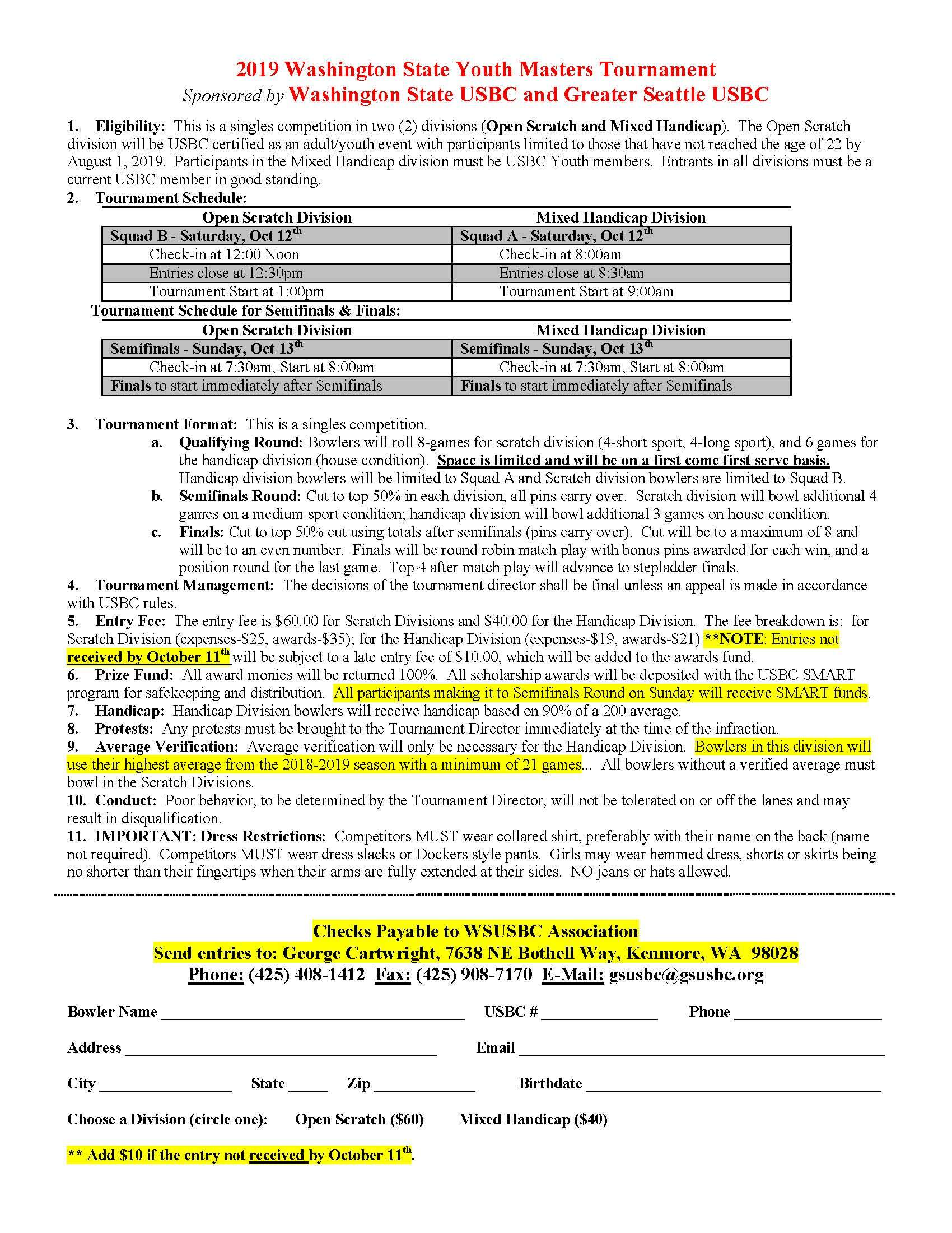 WSUSBC Youth Masters Tournament