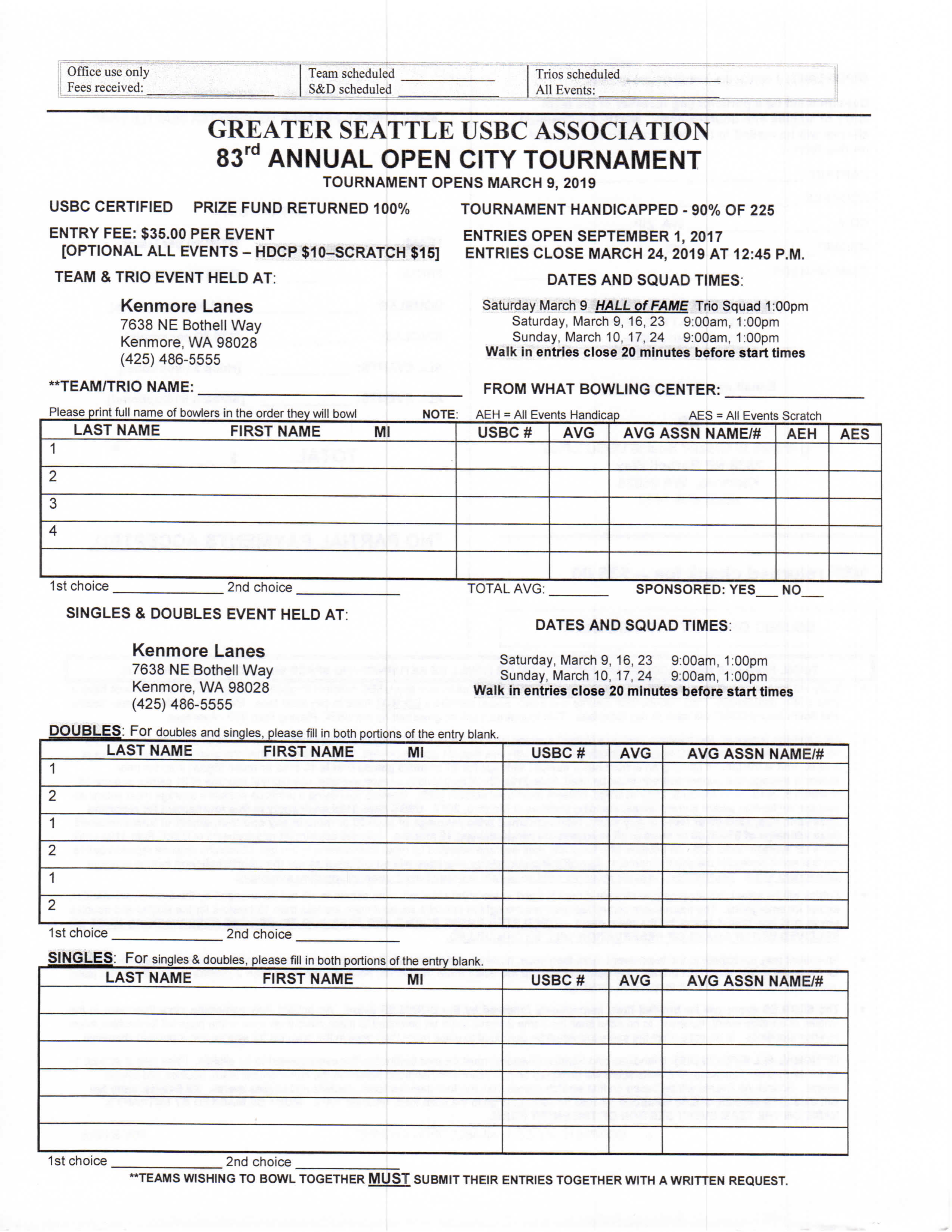 Seattle Open City Tournament OC-2019