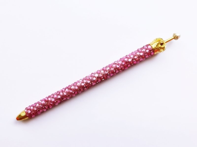 ボールペン キラキラペンULKA ピンク ラインストーン 替え芯1本付き ekmattra-sc-pink