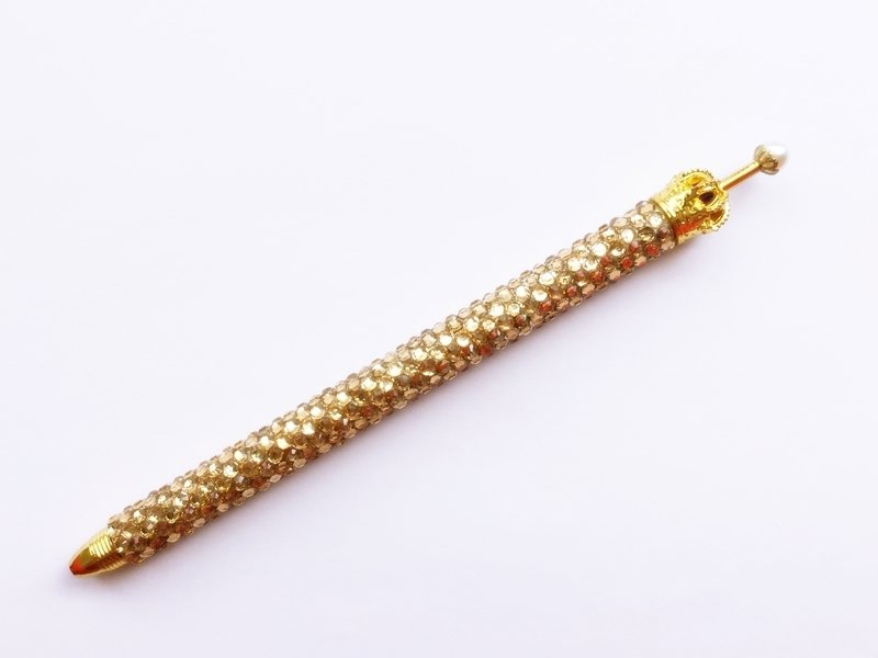 ボールペン キラキラペンULKA ゴールド ラインストーン 替え芯1本付き ekmattra-sc-gold