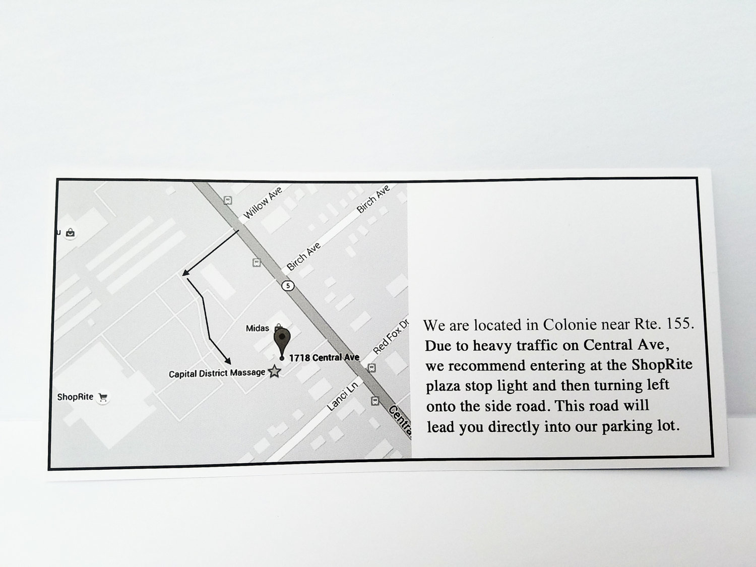 Back of Gift Certificate