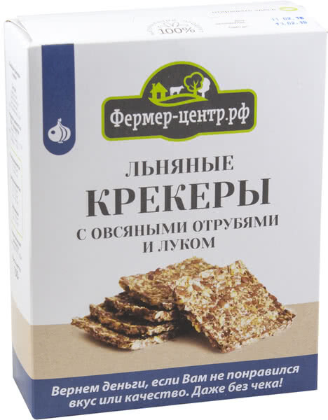 Крекеры Льяные с овсяными отрубями и луком 150г Крекеры Льяные с овсяными отрубями и луком 150г
