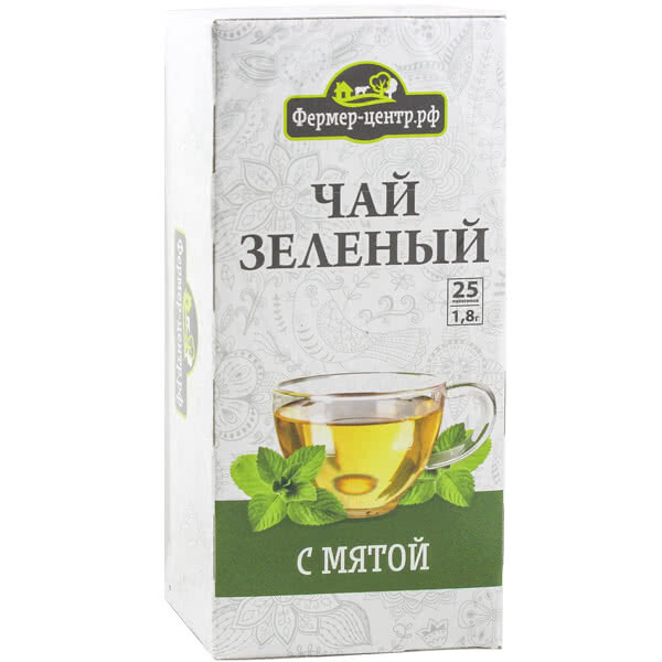 Чай зеленый с мятой, 25пак Чай зеленый с мятой, 25пак