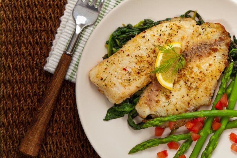 Fish Fillets Served with Short Grain Brown Rice. Kale Salad 003