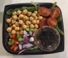 Pepper Stuffed with Ground Beef, Herbs, Rice, Cheese & Spices. Chickpea Salad