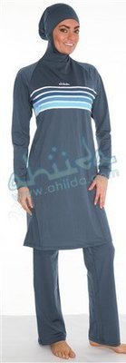 Ahiida Burqini® Modest Fit, Silver Grey Stripes Ahiida Burqini® Modest Fit, Silver Grey Stripes