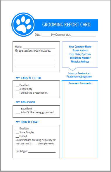 dog grooming report card templates bundle of 3 designs