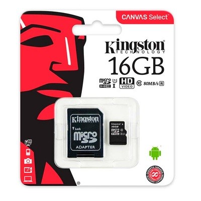 Memoria Micro SDHC Kingston 16GB Canvas Select 80R CL10 UHS-I Card Memoria Micro SDHC Kingston 16GB Canvas Select 80R CL10 UHS-I Card