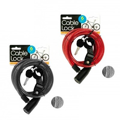 Cable con candado para bicicleta con 2 llaves (6 pies) Cable con candado para bicicleta con 2 llaves (6 pies)