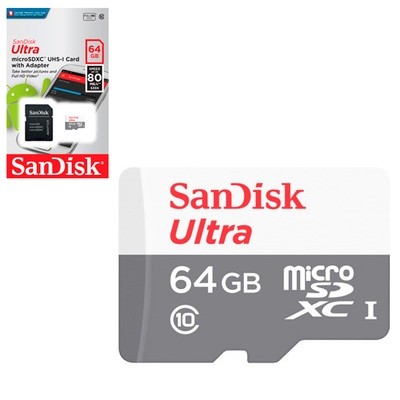 Memoria Micro Sd 64GB Sandisk UHS-1 Class 10 incluye adaptador Memoria Micro Sd 64GB Sandisk UHS-1 Class 10 incluye adaptador