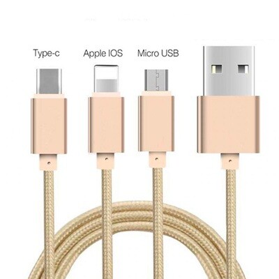 CABLE USB 3 en 1 Lightning+ Micro+ C CABLE USB 3 en 1 Lightning+ Micro+ C