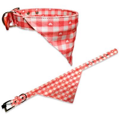 Collar de Perro con Bandana Rosada con Blanco Collar de Perro con Bandana Rosada con Blanco