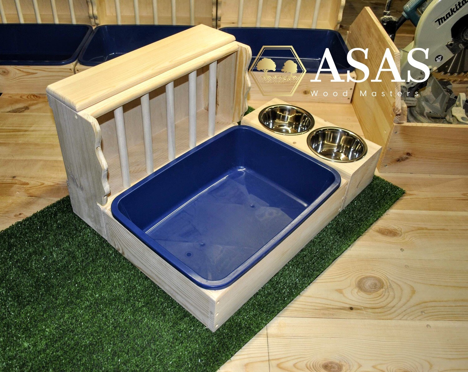 Rabbit Hay Feeder With Litter Box And Food Drink Bowls