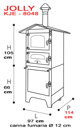 forno da esterno serie JOLLY KJE 8048 -piano cottura: 80 x 48 h42 - Tranquilli Forni SPEDIZIONE GRATUITA