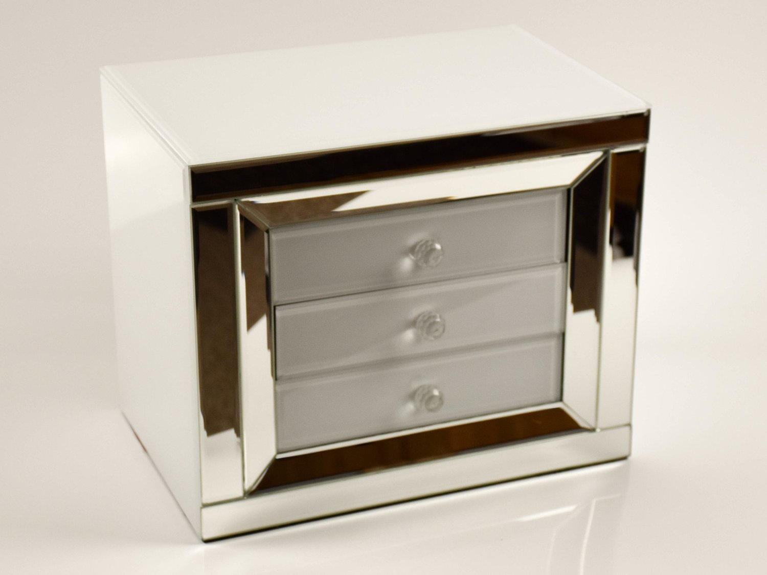Large Royal Crest White Mirror Jewellery Box