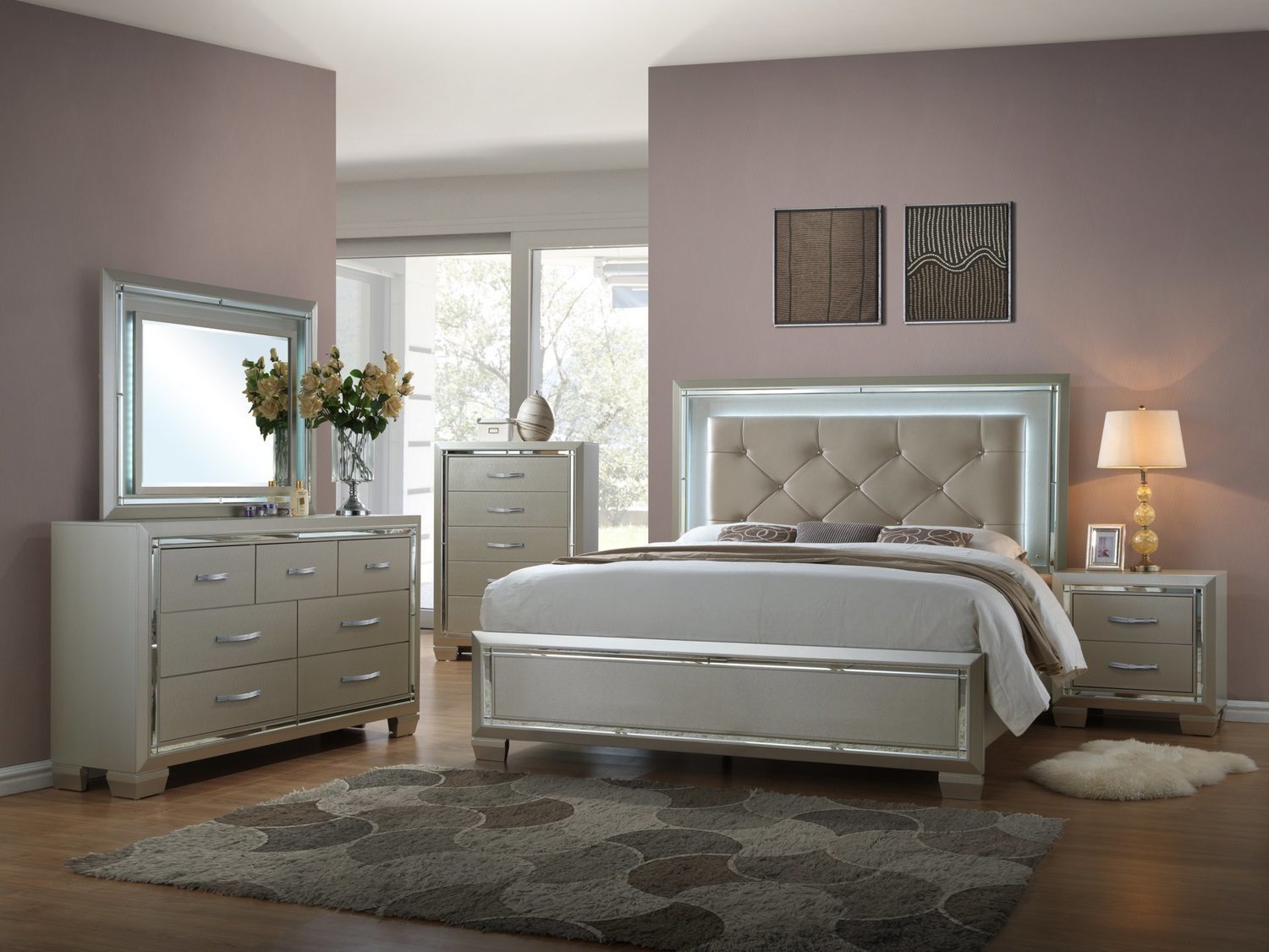 6pc Platinum Queen Bedroom Set