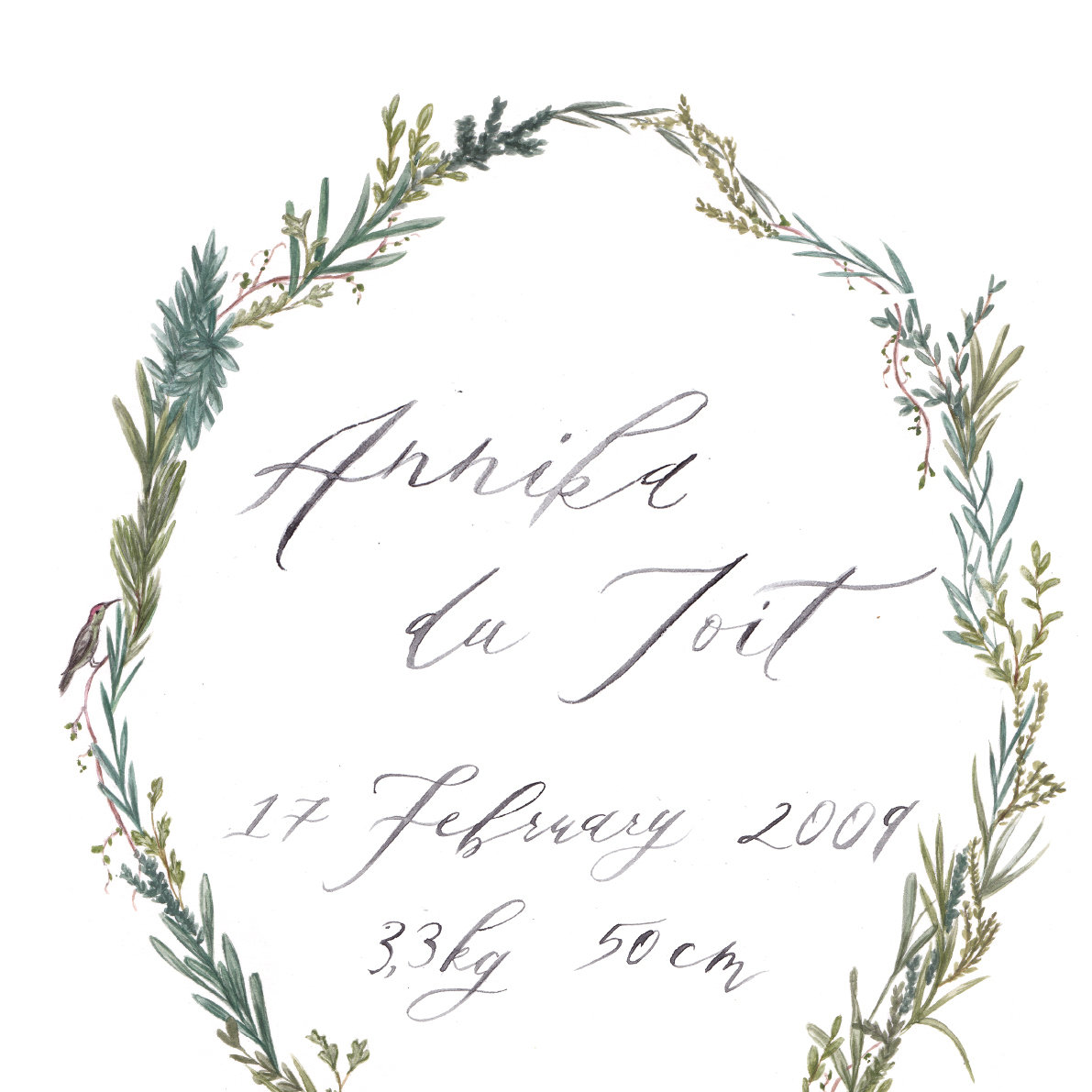 Wreath Calligraphy Print