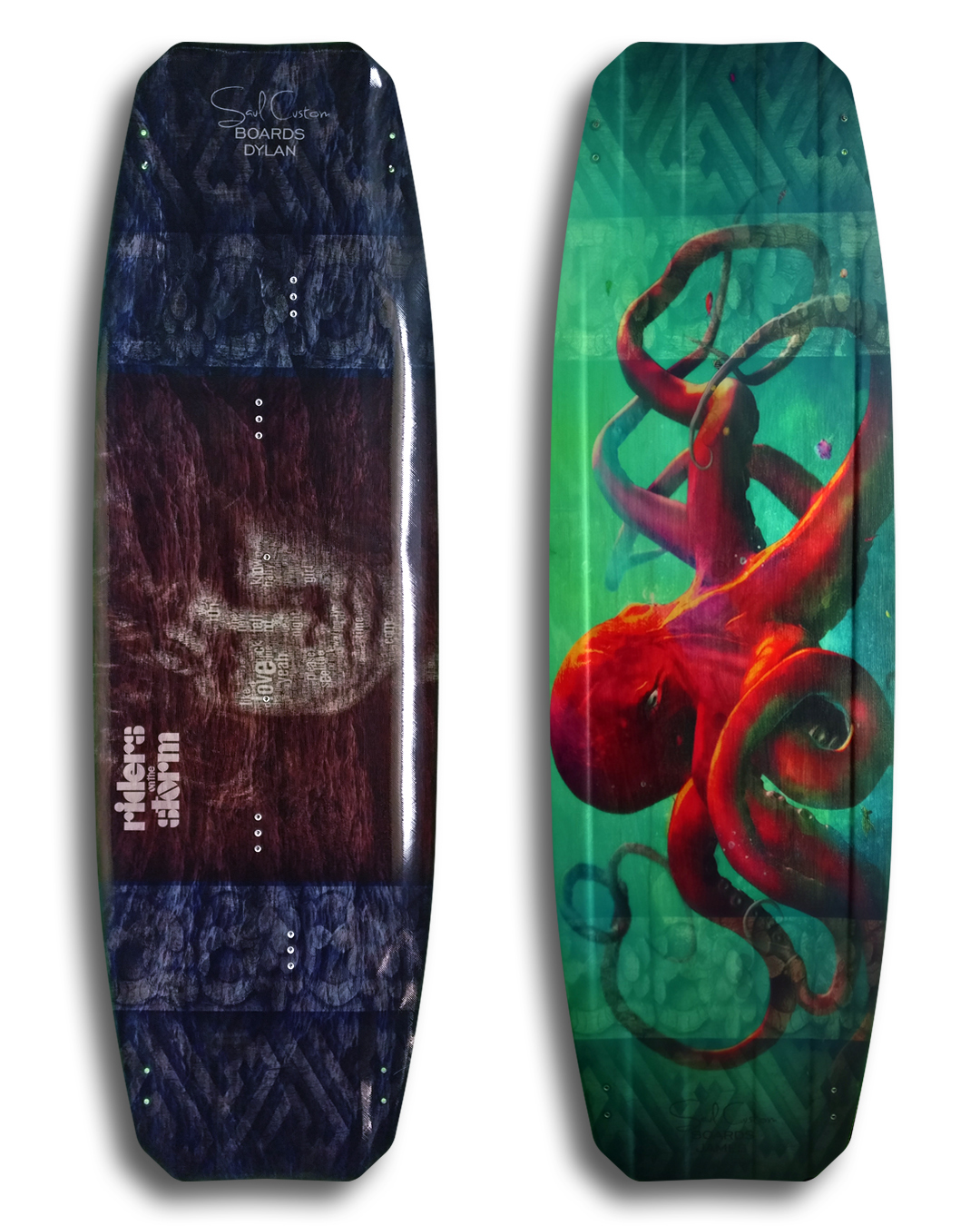 Pure 2.0 kiteboard - Vivid custom graphics - Wood core - Triaxial fiberglass construction