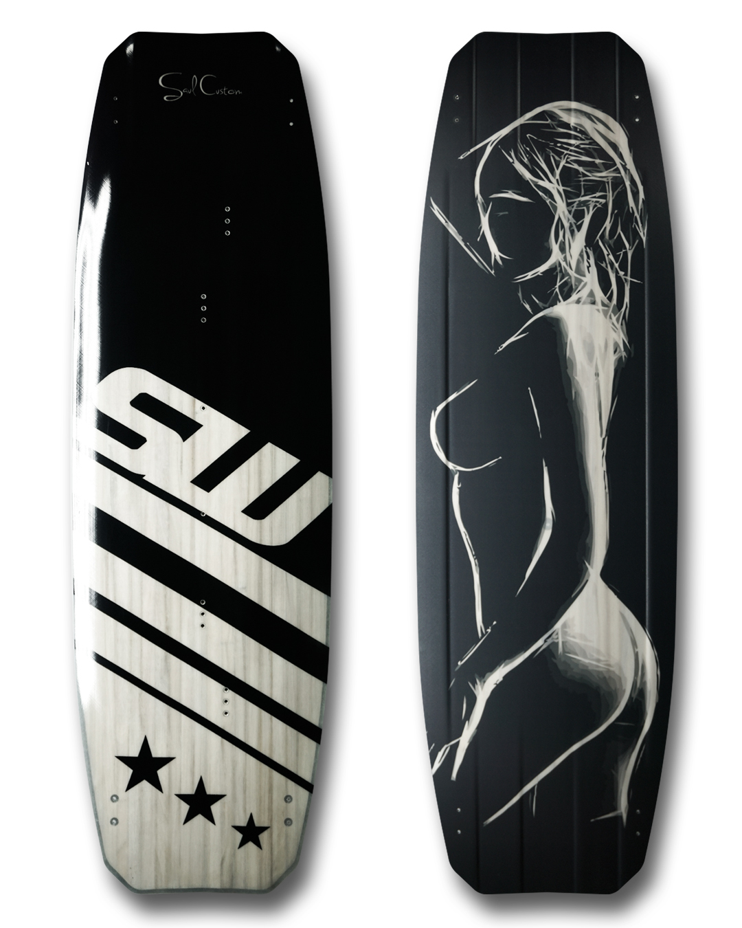 Pure 2.0 kiteboard - Vivid custom graphics - Wood core - Triaxial fiberglass construction
