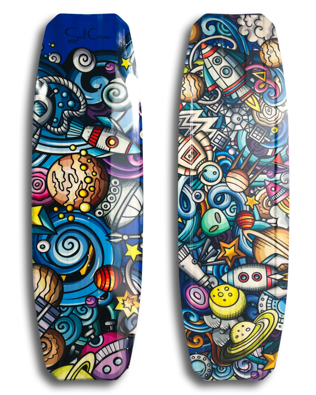 Pure 2.0 kiteboard - Vivid custom graphics - Wood core - Triaxial fiberglass construction