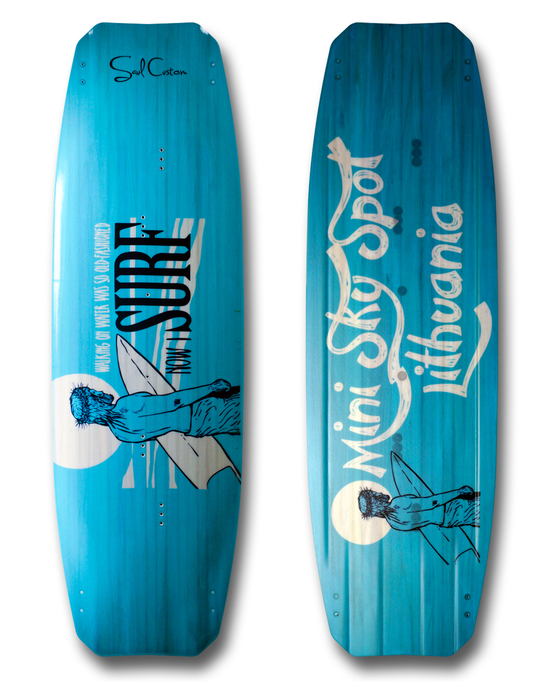 Pure 2.0 kiteboard - Vivid custom graphics - Wood core - Triaxial fiberglass construction