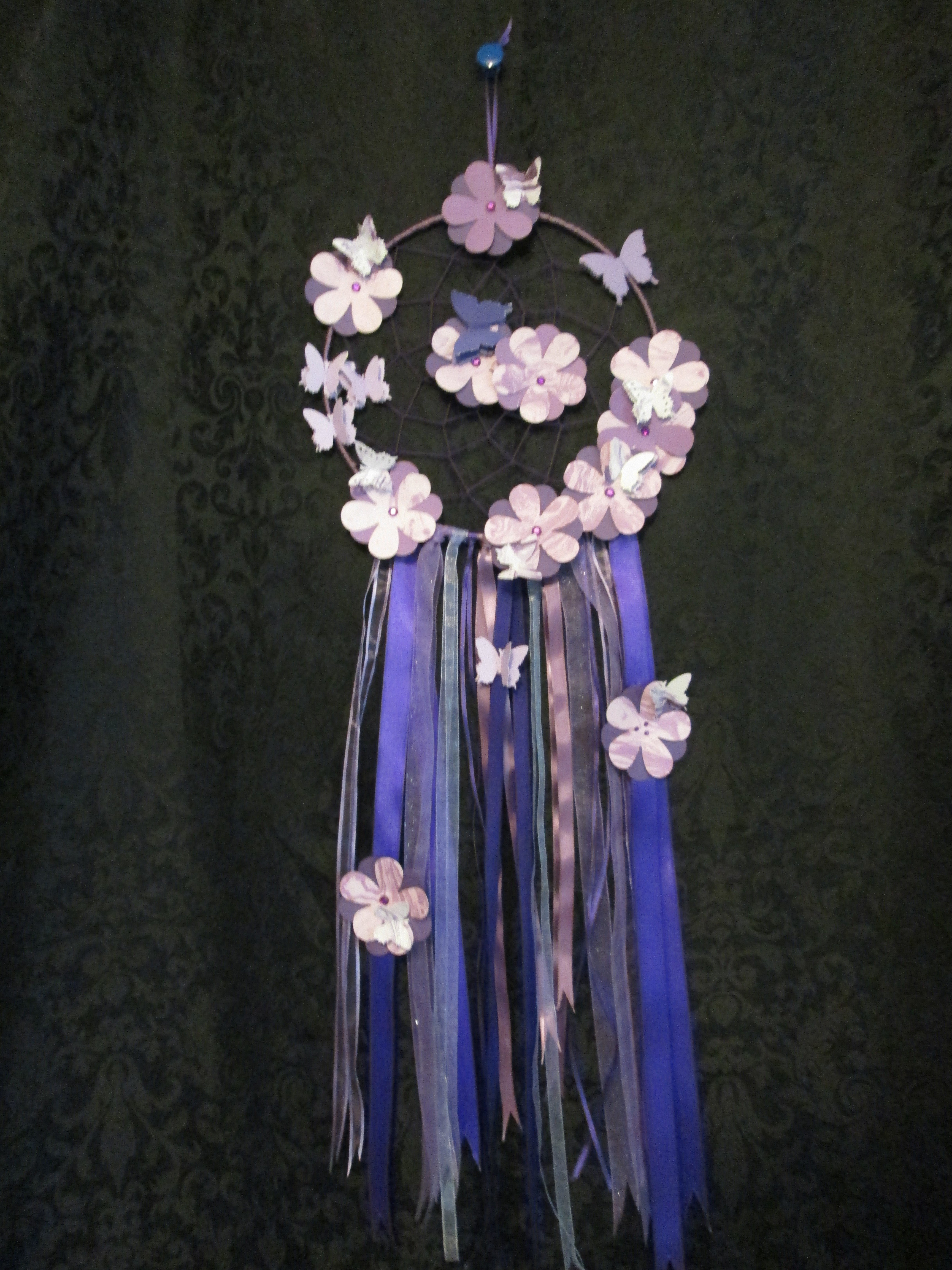 Purple Dreamcatcher w/flowers - Large 005dc
