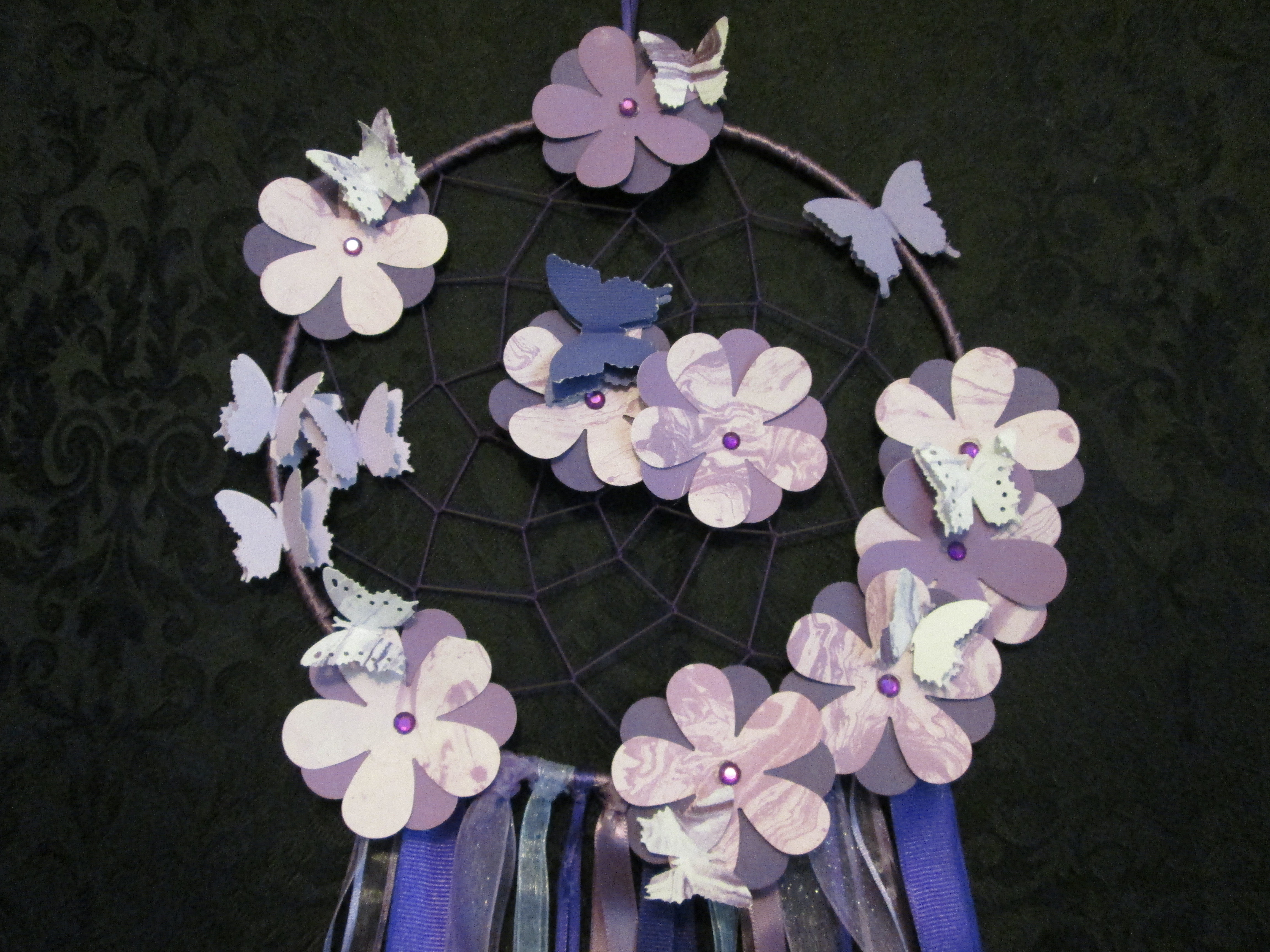 Purple Dreamcatcher w/flowers - Large