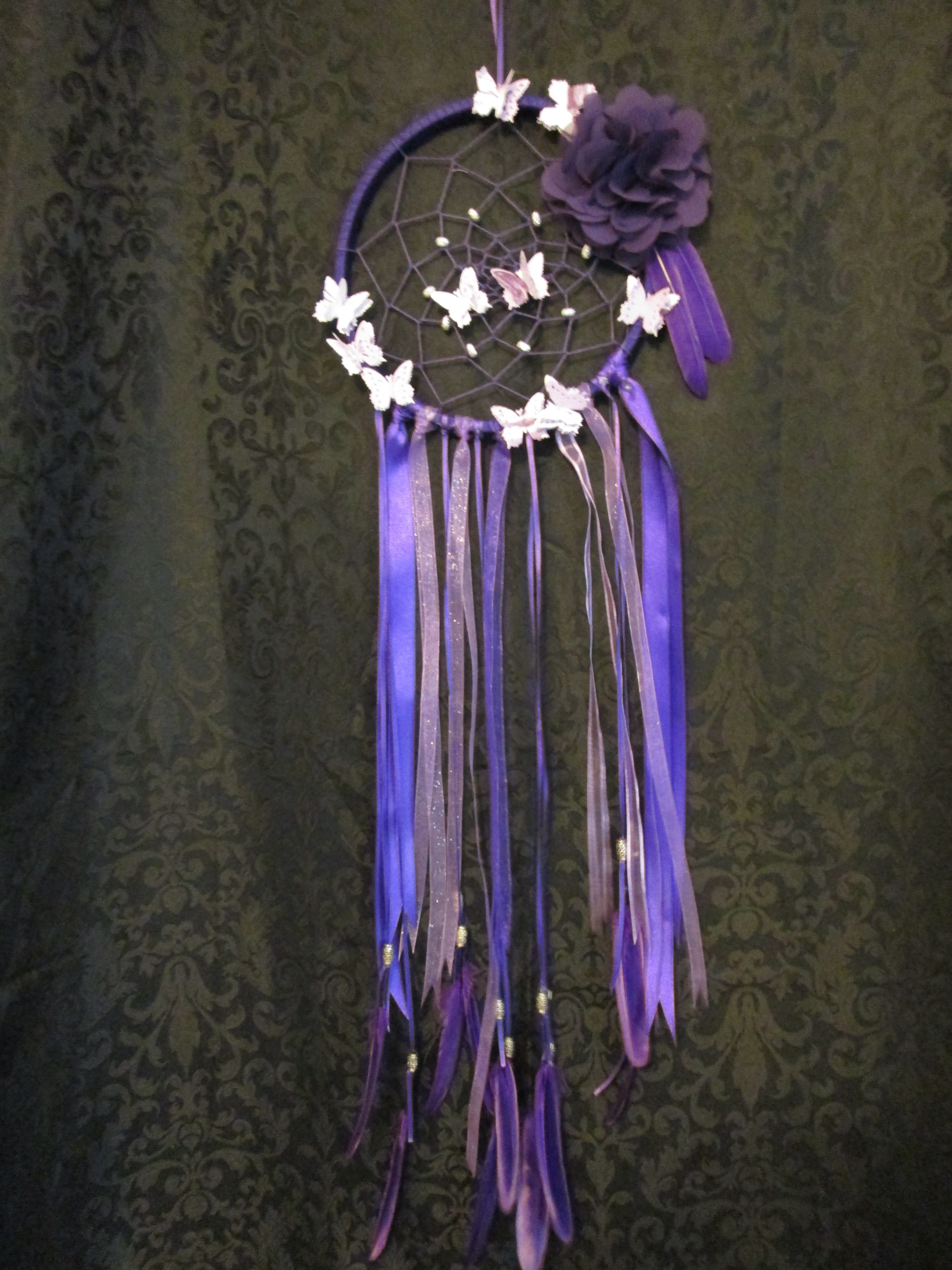 Purple Dreamcatcher w/Feathers - Large 006dc