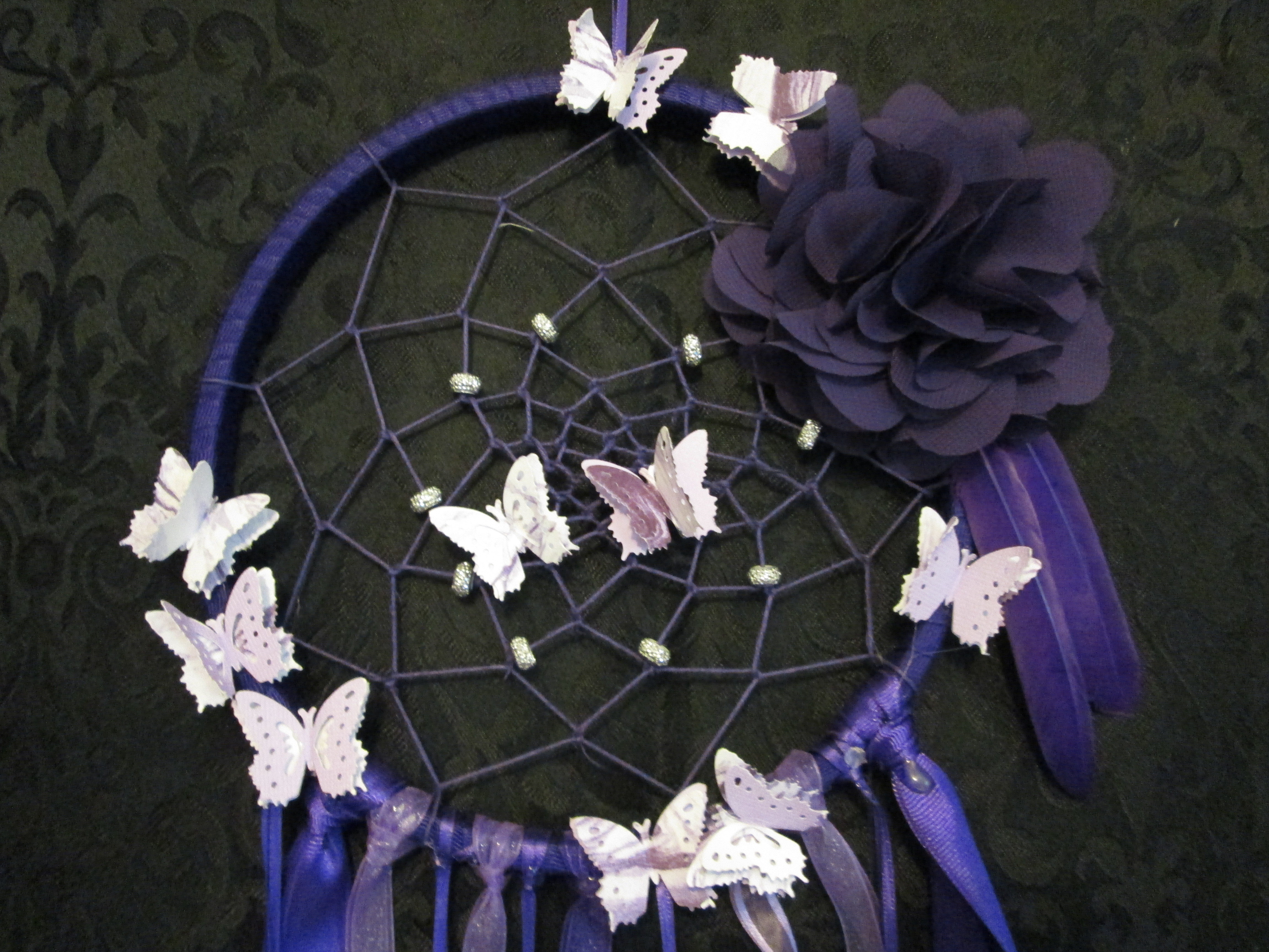 Purple Dreamcatcher w/Feathers - Large