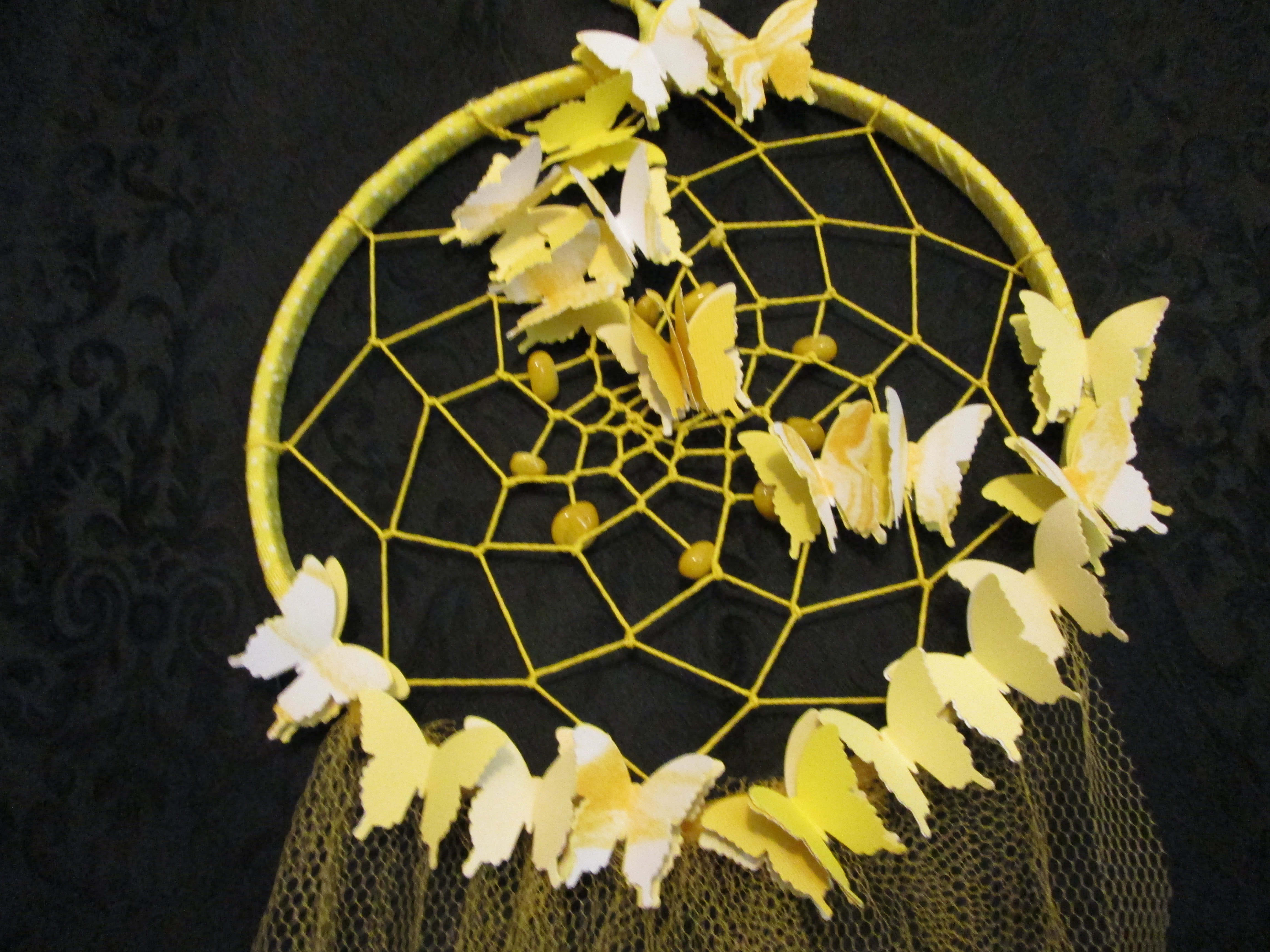 Yellow Dreamcatcher w/Feathers - Large