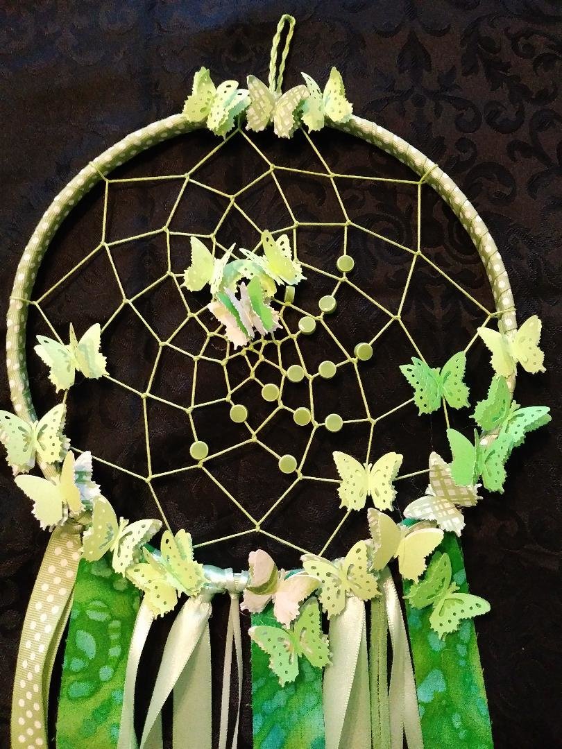 Light Lime Green Dreamcatcher w/Butterflies - Large