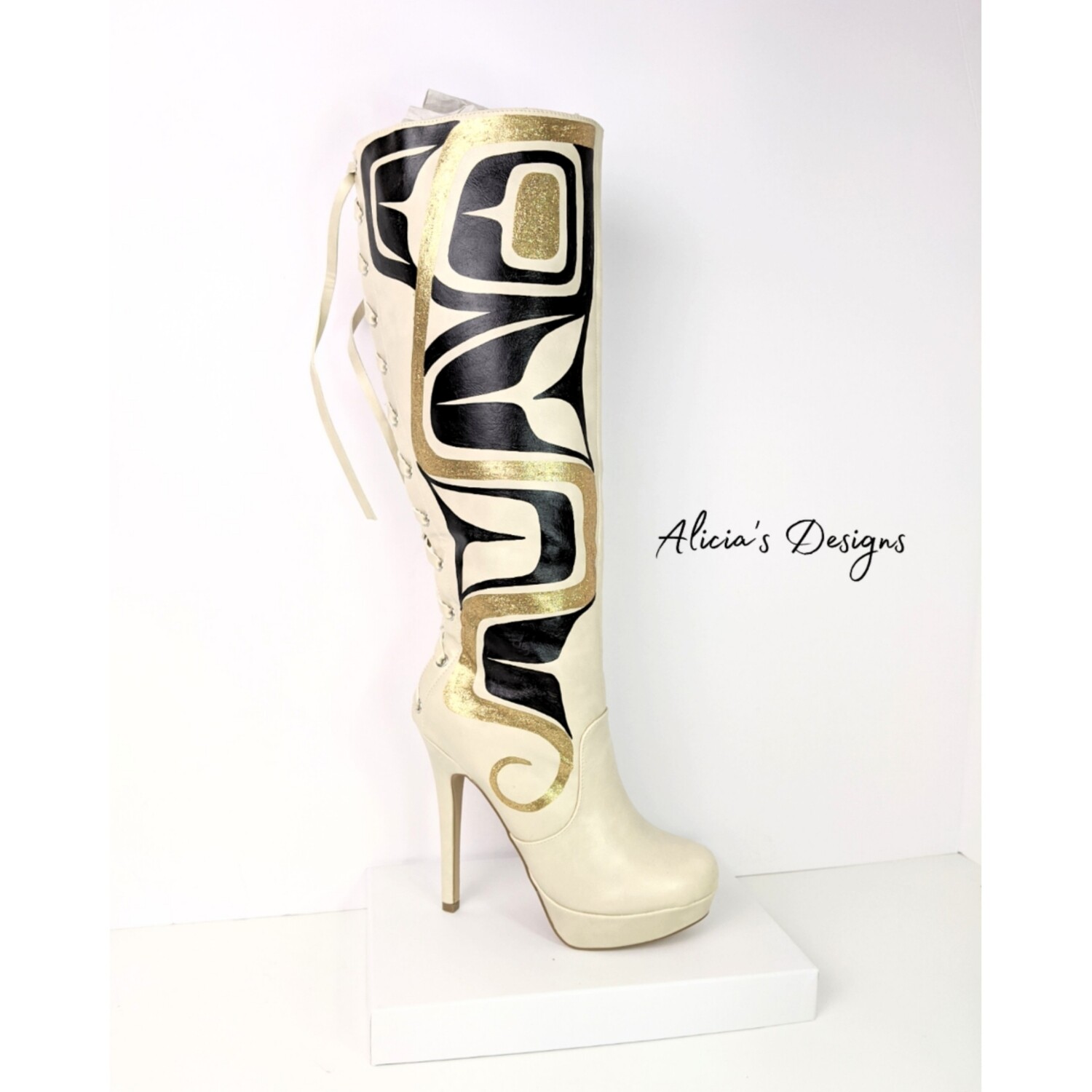 gold lace booties