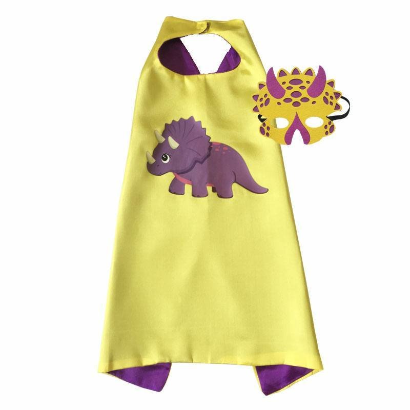 Dinosaur Girl Triceratops Cape and Mask Set Dress Up 00046