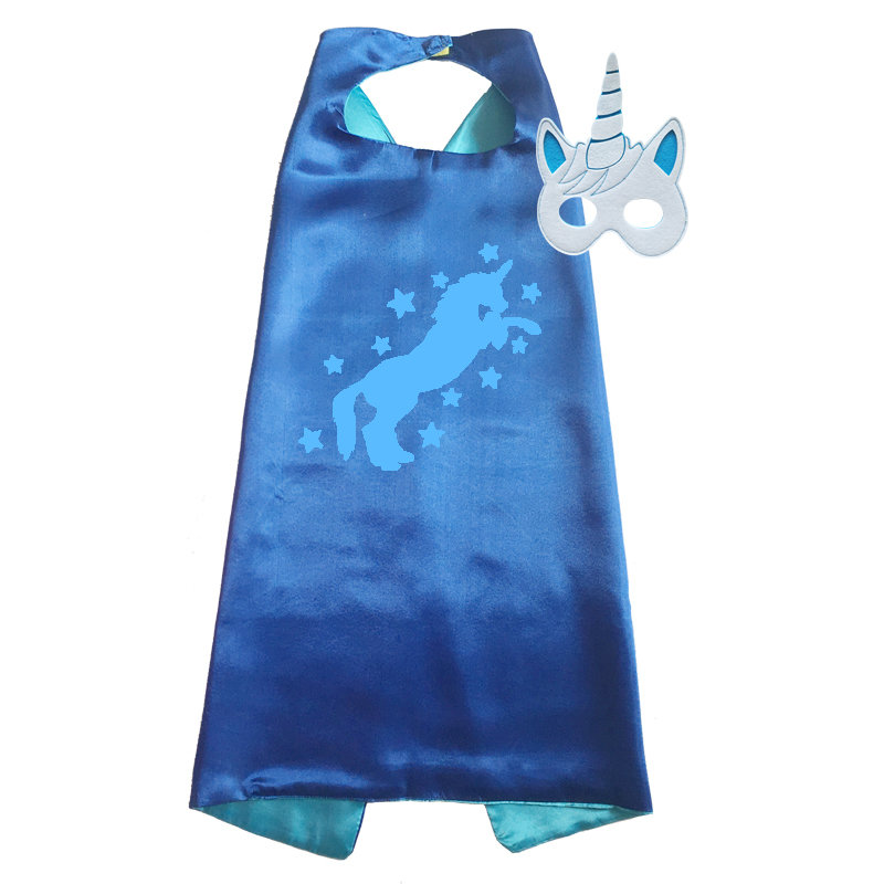 Unicorn Cape and Mask Set - Blue 00054