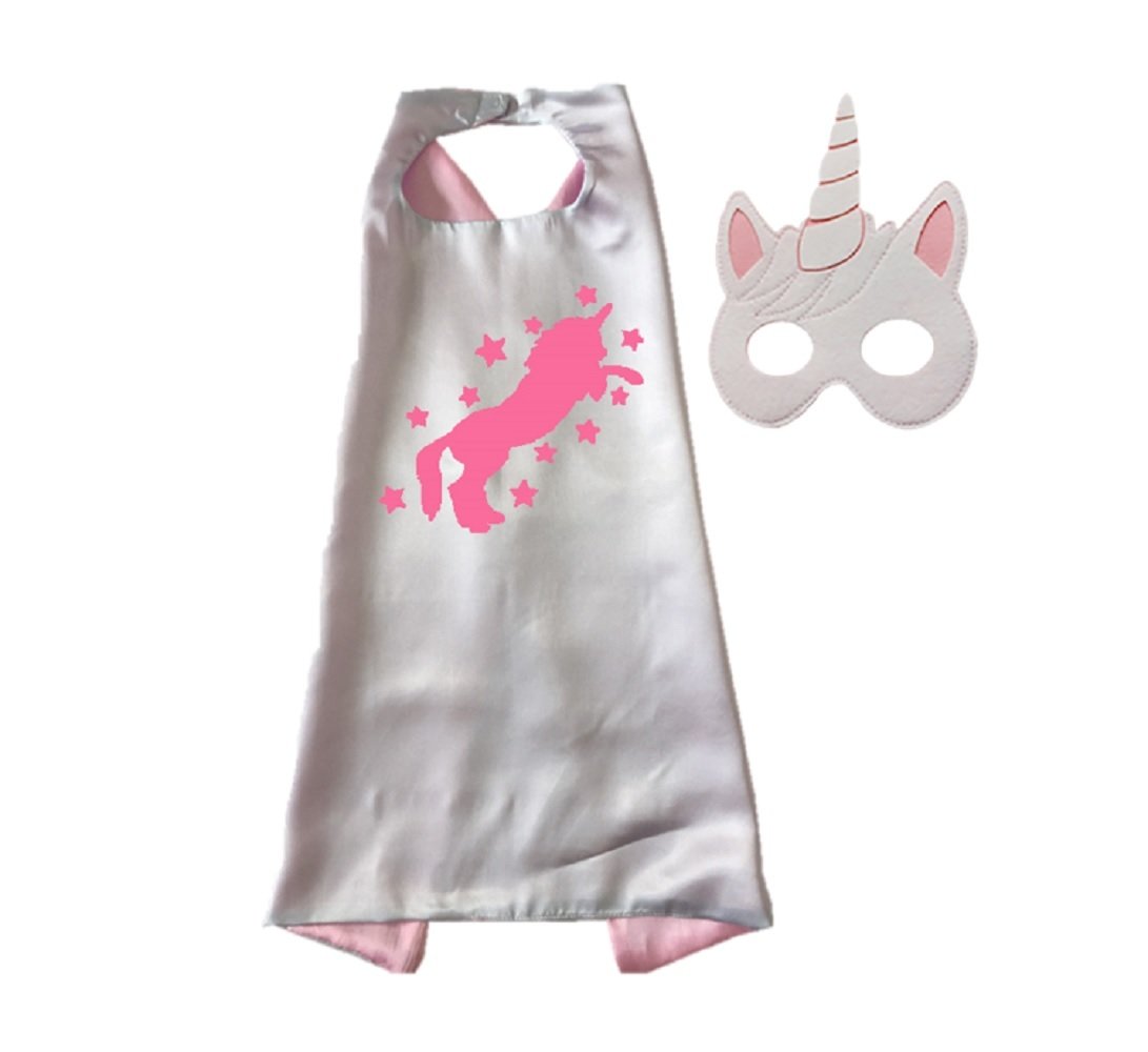 Unicorn Silver Cape and Mask Set - Hot Pink 00095