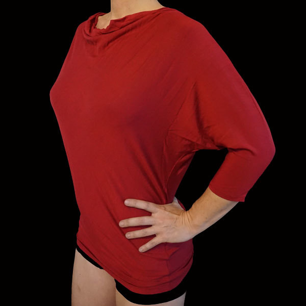 Batwing 3/4 Arm Shirt - Weinrot W02