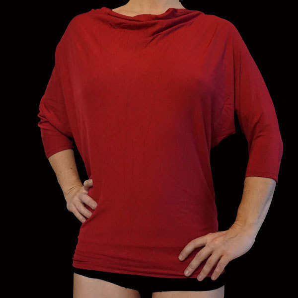 Batwing 3/4 Arm Shirt - Weinrot